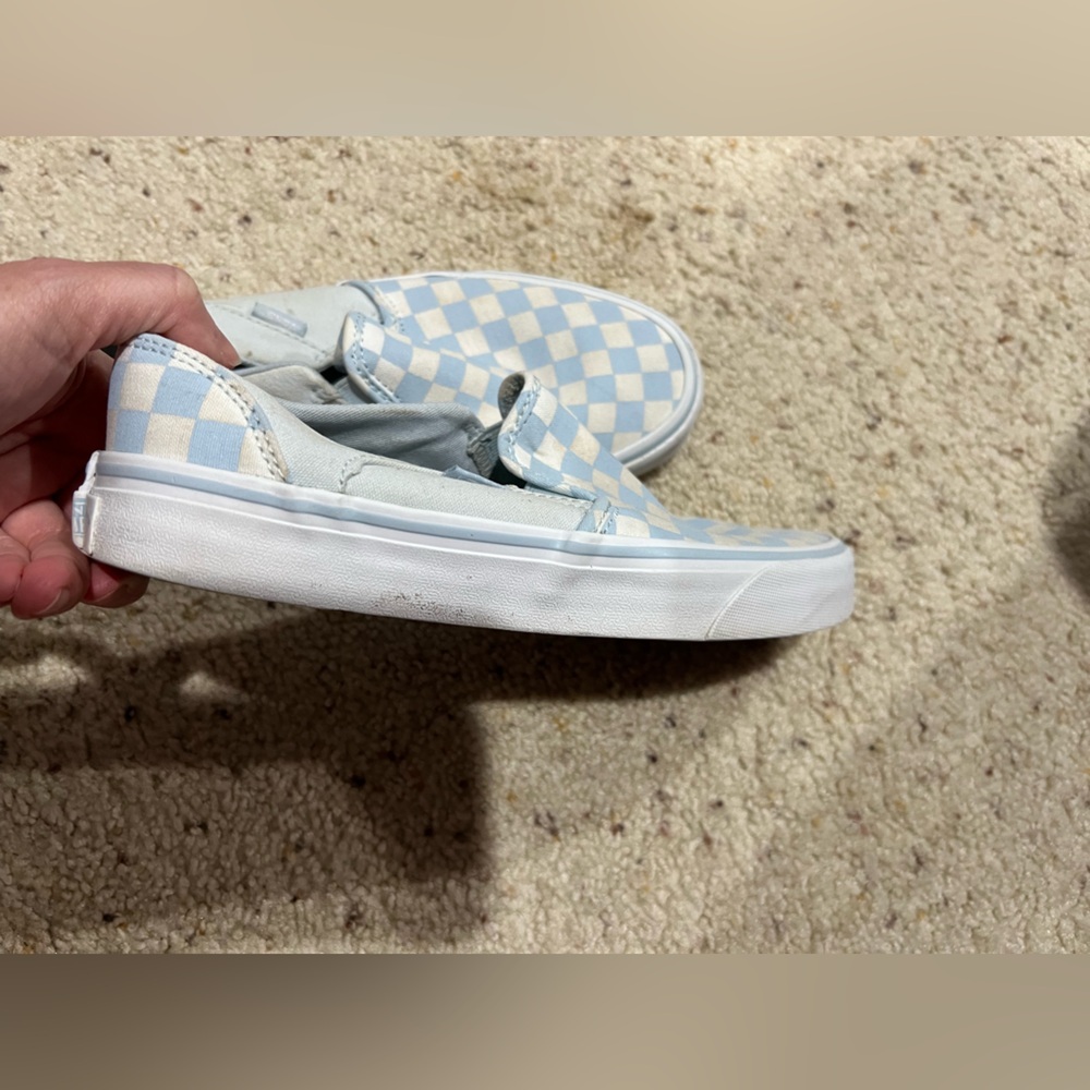Women’s white light blue checkered Vans 8.5 - Picture 7 of 10